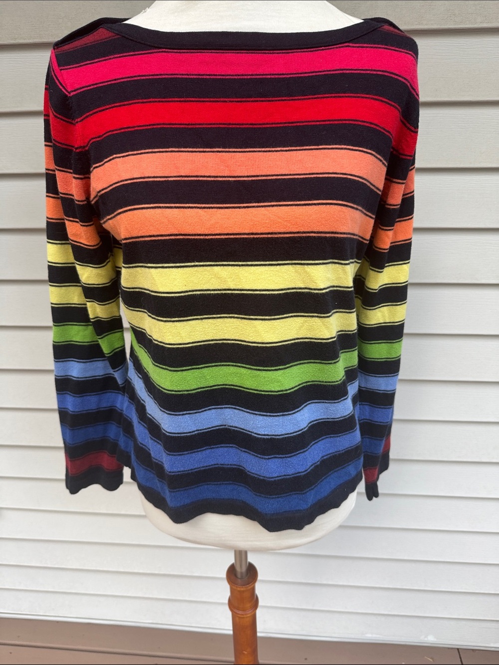 Liz Claiborne rainbow striped sweater, size L